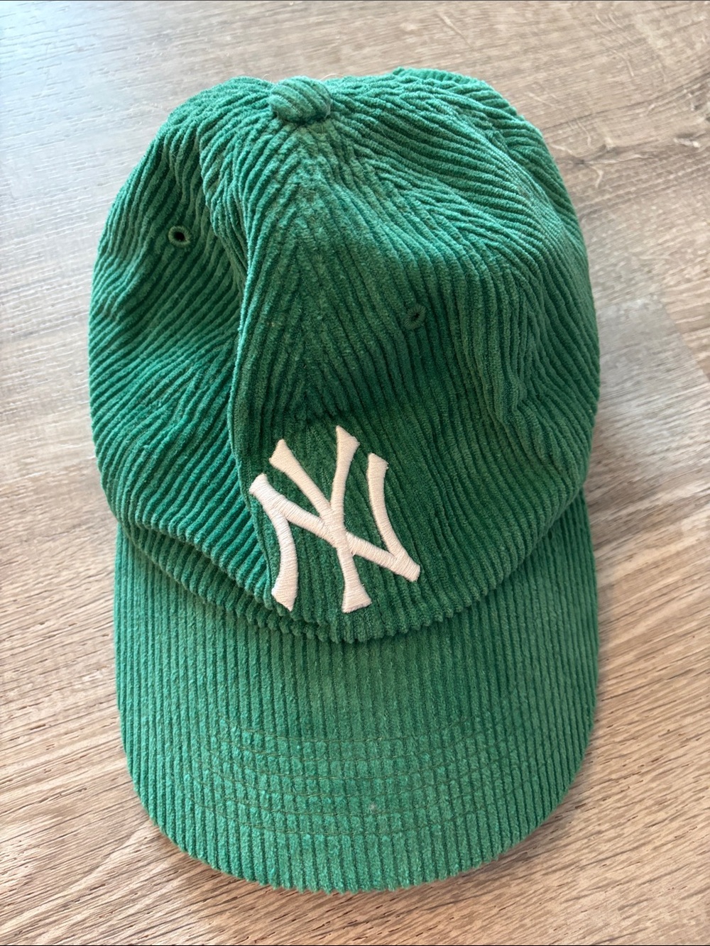New Era Green Corduroy NY Yankees Cap with White Logo
